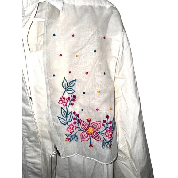 Vintage Frontier Series White Embroidered Western Button-Up Shirt With Floral De - Picture 5 of 5